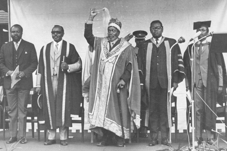 Founding President of Kenya Mzee Jomo Kenyatta Officiating a Graduation ceremony 1976